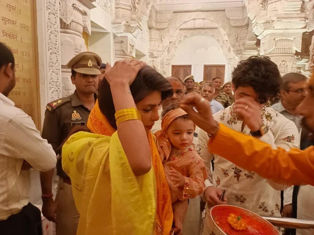 Priyanka Chopra, Nick Jonas & Malti offer prayers at Ram temple in Ayodhya
