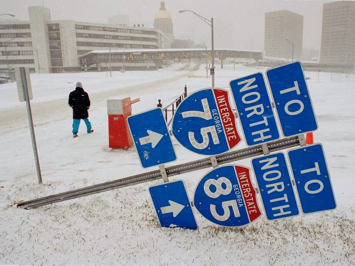 Destruction due to snow storm in Americass