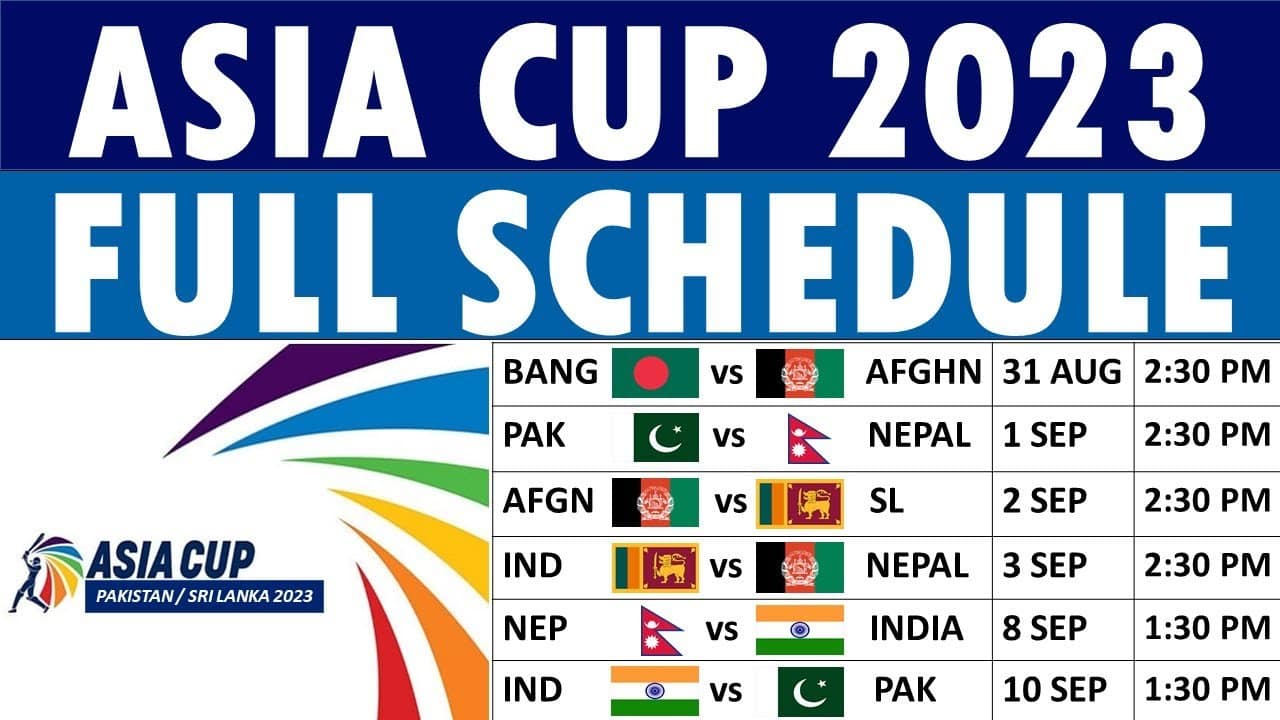 Asia Cup 2023 Trophy, Schedule, Group Wise Team Time Table, Venue, Squads