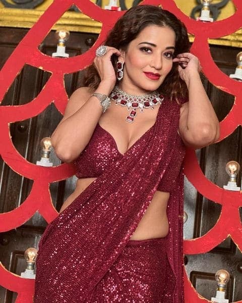 Bhojpuri Actress Monalisa Hot look in red Saree