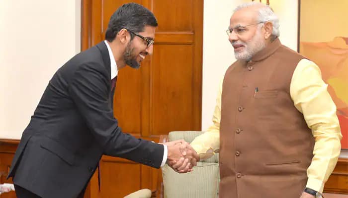 Google CEO Sundar Pichai and PM narendra modi