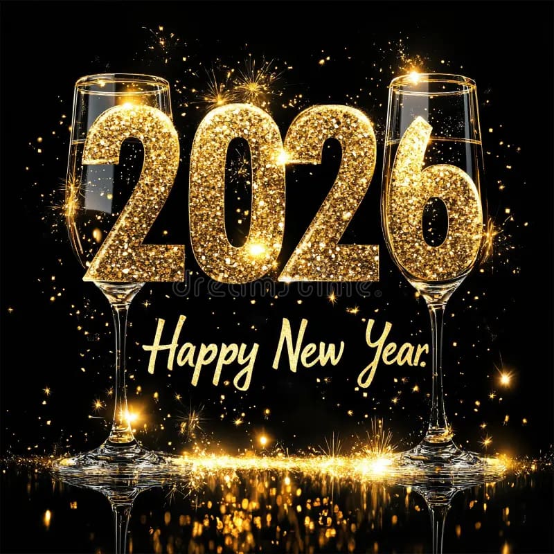 Festive Happy New Year 2026 Greeting Card